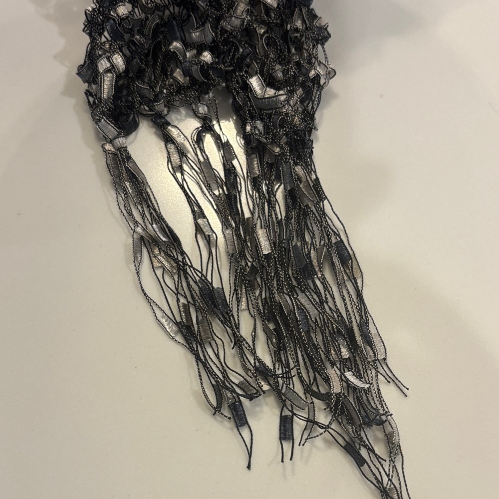 Elegant Black and Gray Women's Scarf - Picture 4 of 6